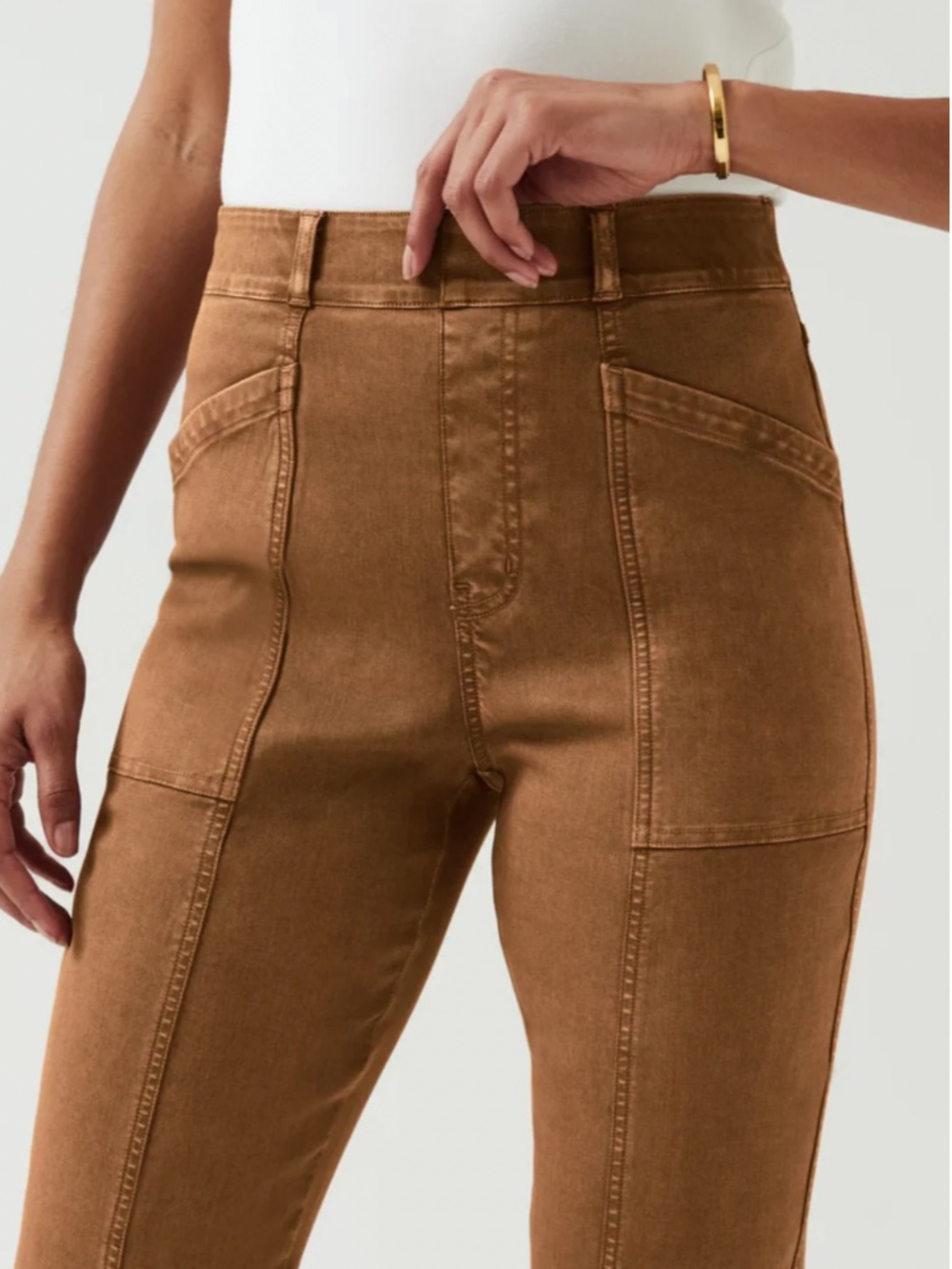 SPANX Stretch Twill Straight Leg Pants Women’s Small In Honey Glow - Picture 2 of 8
